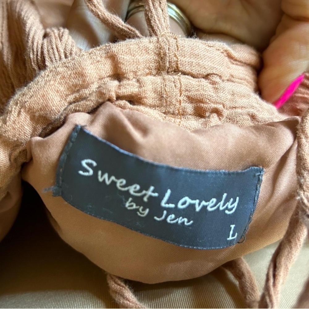 Sweet Lovely By Jen Sandstone Tiered Halter Sundress - Picture 6 of 6